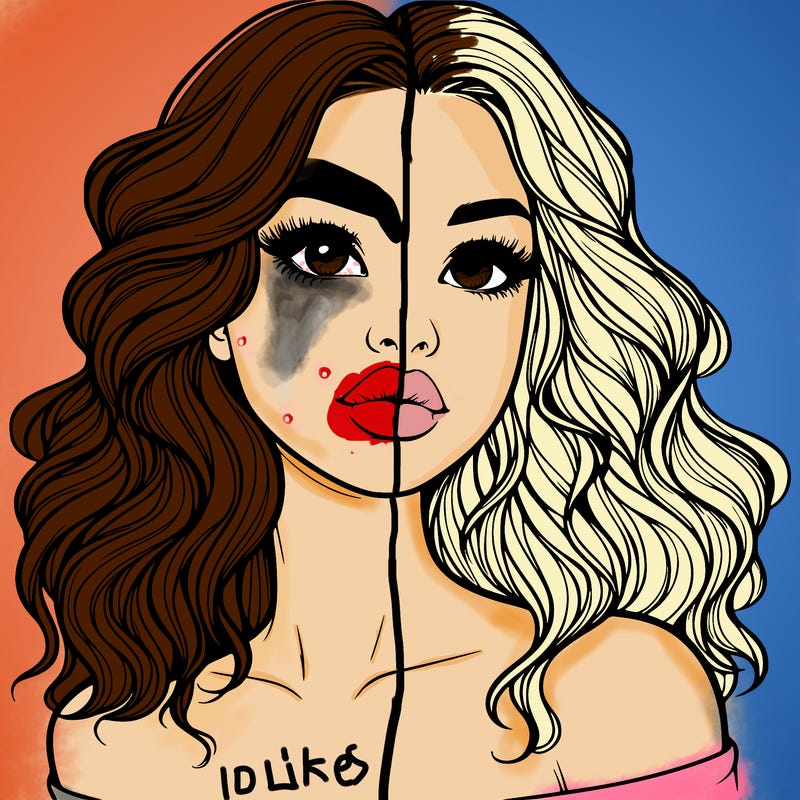 realistic girl with wavy hair and lips