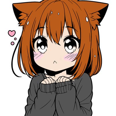 shy anime catgirl