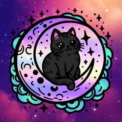 cat on the moon tattoo