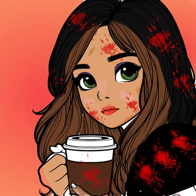 realistic girl drinking coffee