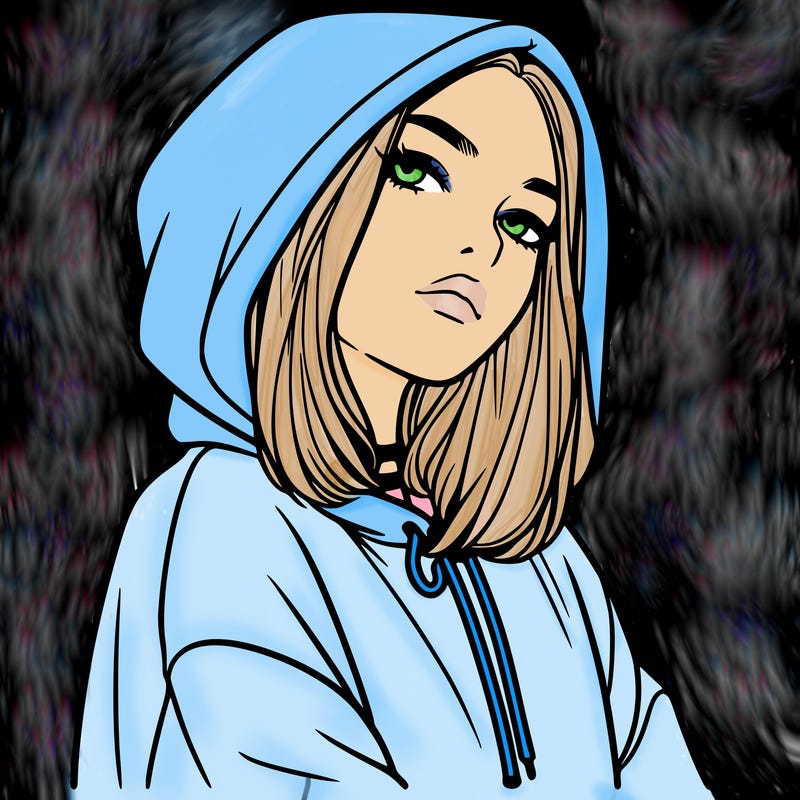 a realistic girl in a hoodie