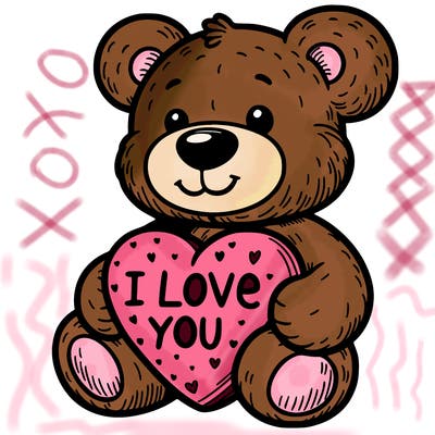 teddy bear holding an i love you heart
