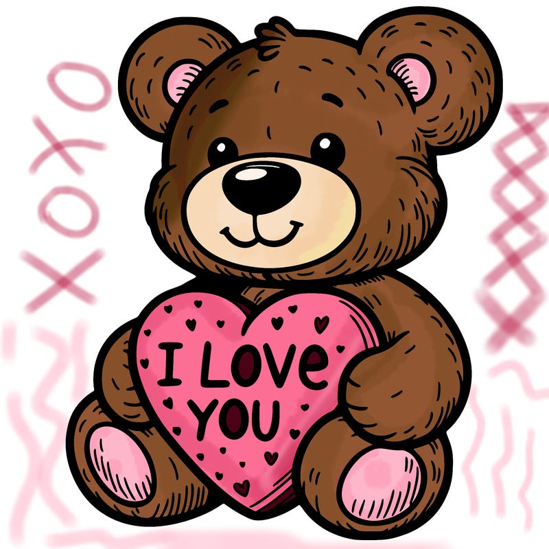 teddy bear holding an i love you heart
