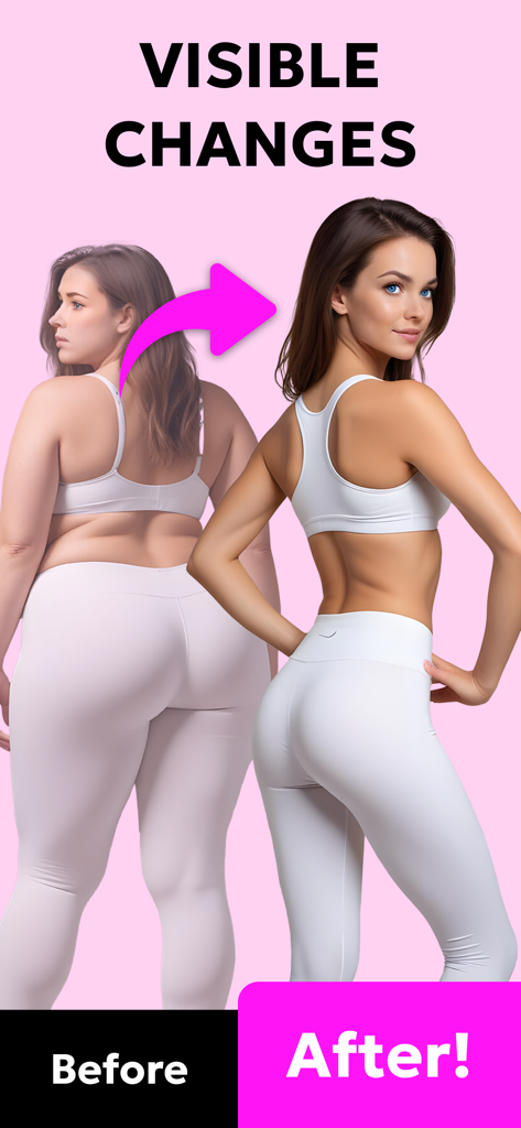 Buttocks and Legs Workout - A before and after comparison showing visible body transformation results from a female fitness workout