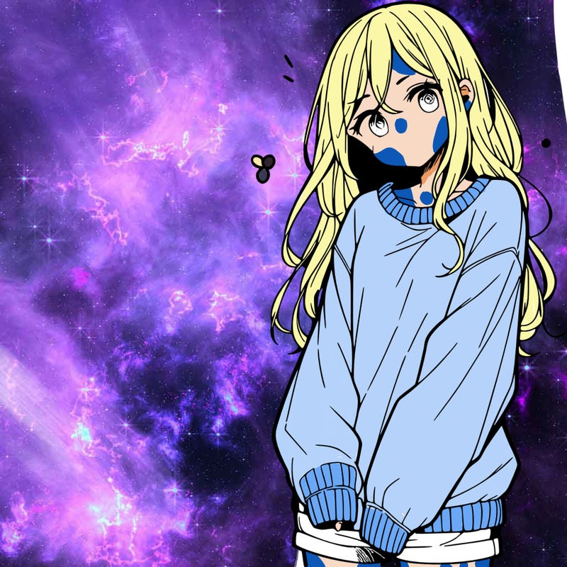 manga teen girl  in a sweater and baggy pants