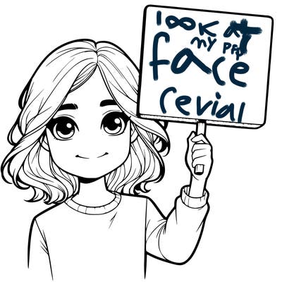 realistic girl holding up a sign