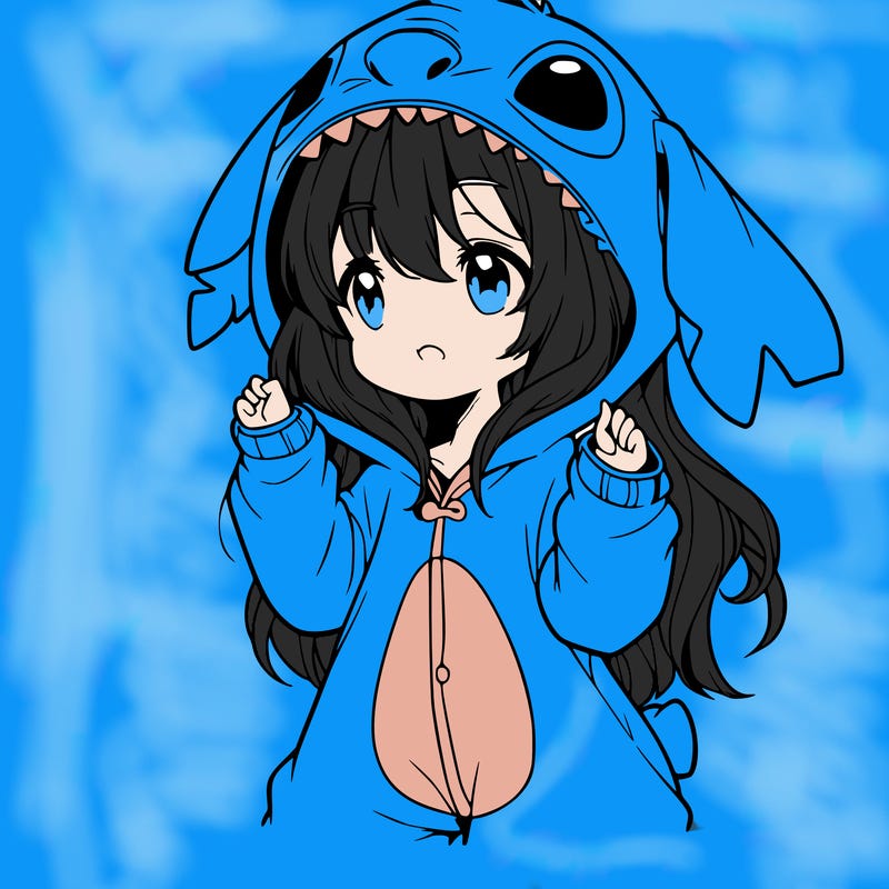 anime girl in a stitch onsie