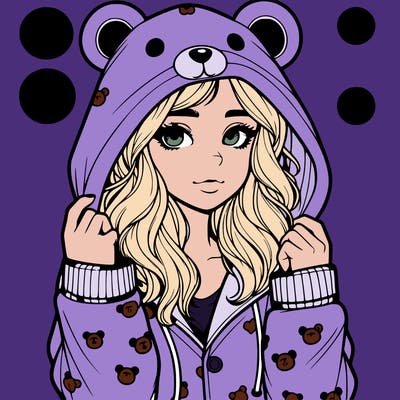 realistic girl in a animal pjs hoodie