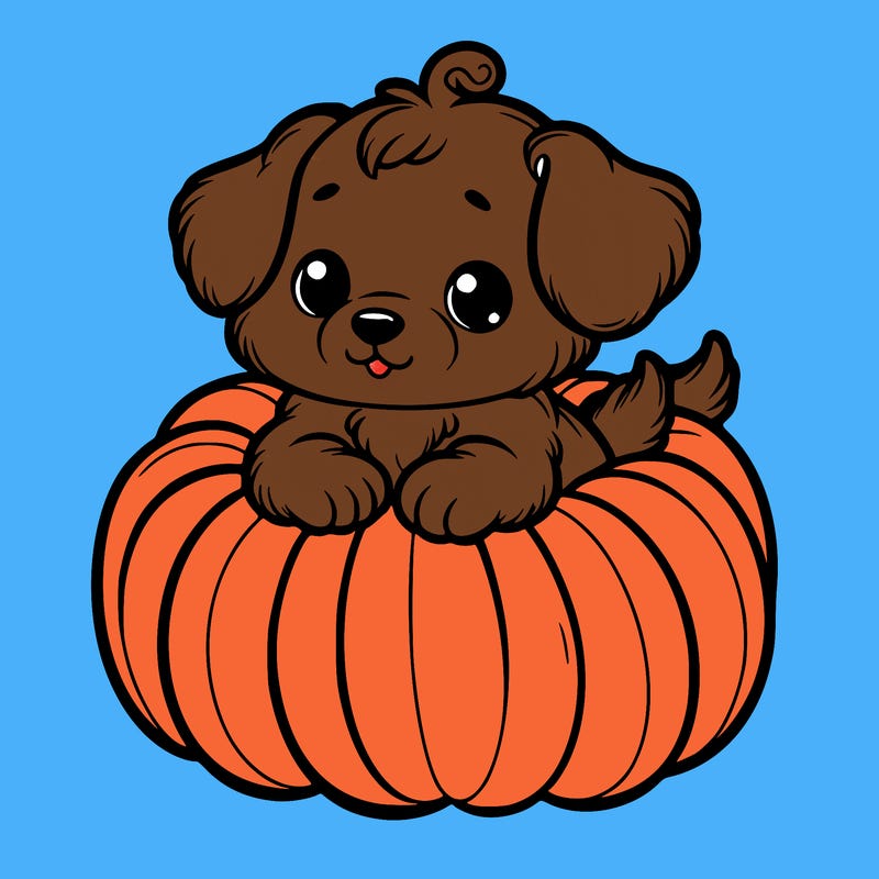 cute little puppy in a pumpkin