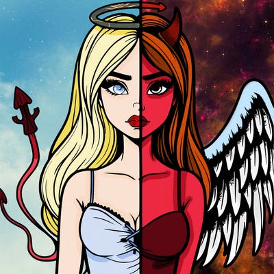 devil vs angel realistic girl