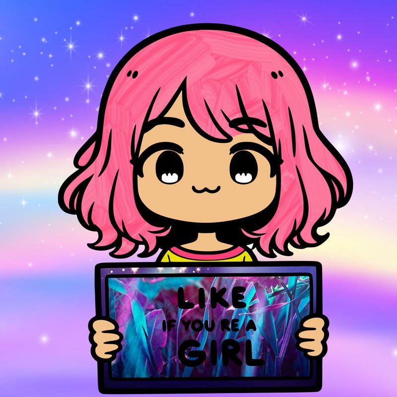 a cute girl holding a sign that says like if you’re a girl