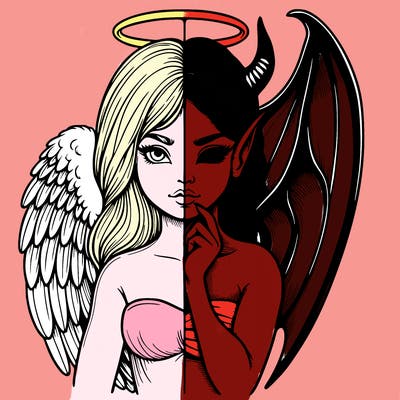 realistic angel half demon