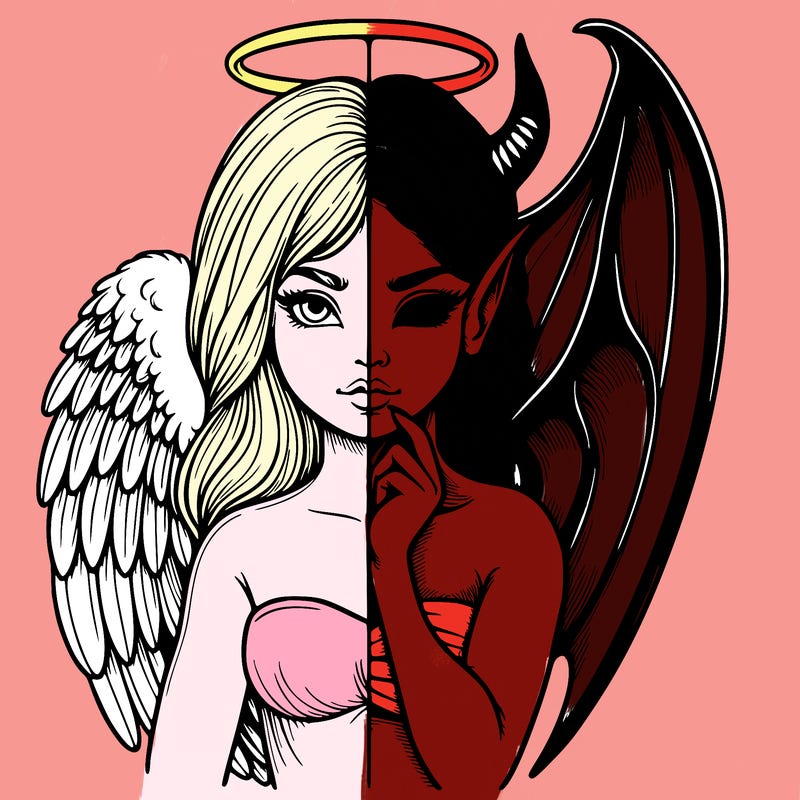 realistic angel half demon