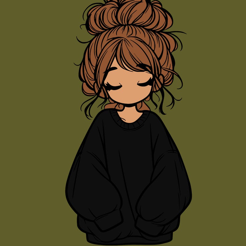 girl with baggy sweatshirt and messy bun