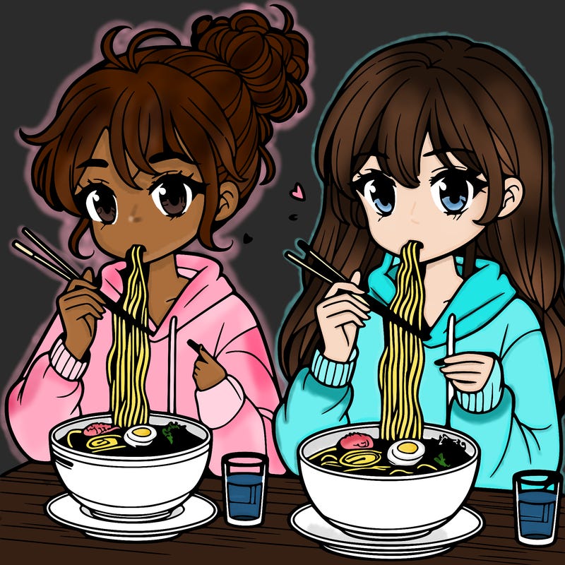 girls eating ramen