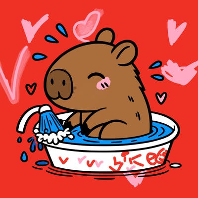 capybara taking a bath