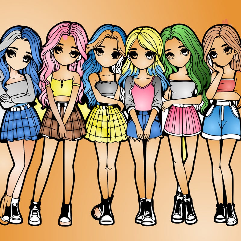 a group of girls realistic