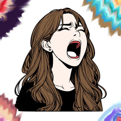 screaming realistic, girl