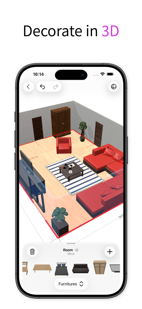 LiDAR Scanner 3D - 5DPlan - 3D room decoration and furniture planning interface
