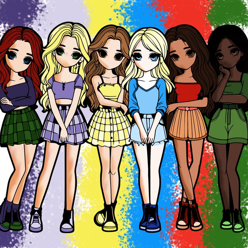 a group of girls realistic