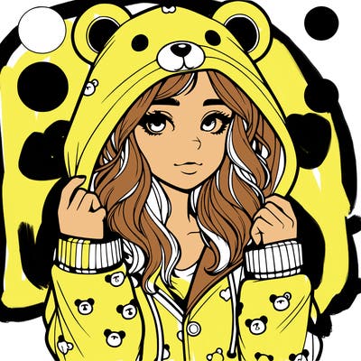 realistic girl in a animal pjs hoodie