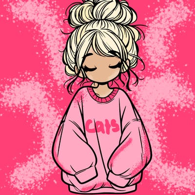 girl with baggy sweatshirt and messy bun