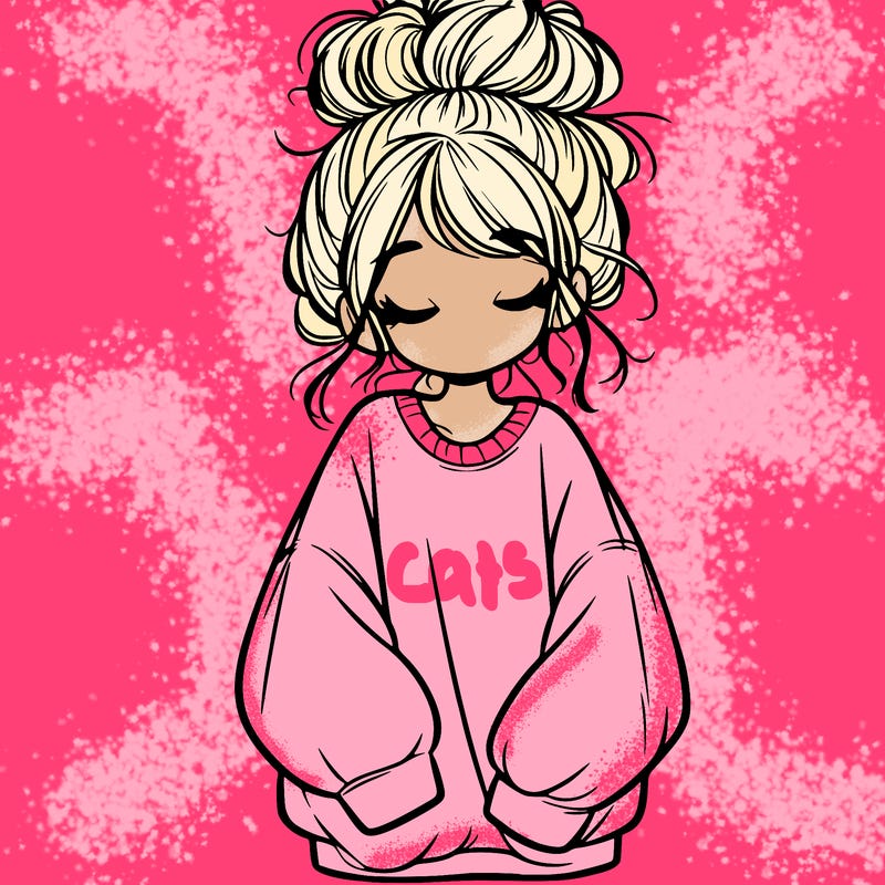 girl with baggy sweatshirt and messy bun