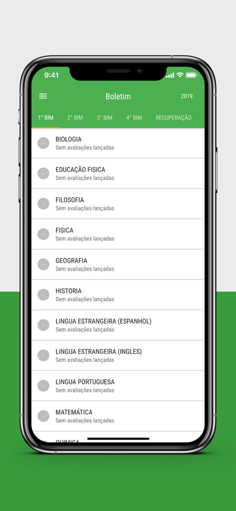 Aluno Online SEDUC-CE - A screenshot of the Aluno Online SEDUC-CE app showing a student report card with a list of school subjects.