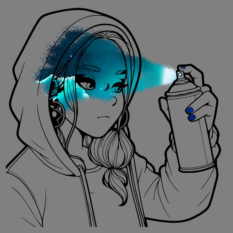 a realistic girl, spray painting