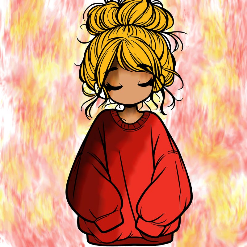 girl with baggy sweatshirt and messy bun