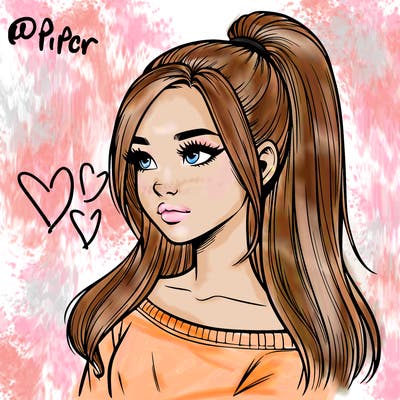 realistic girl with a high ponytail