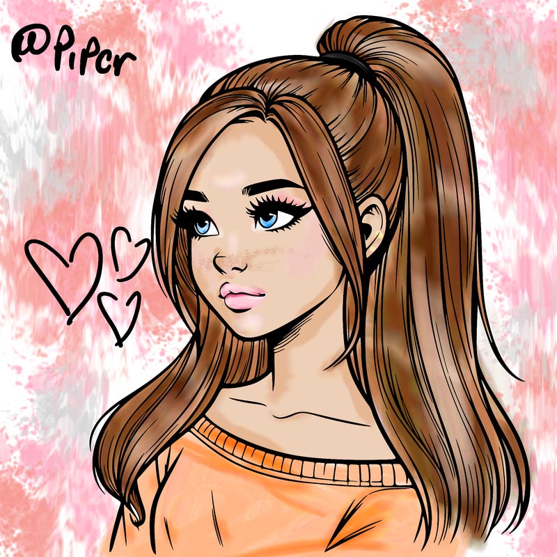 realistic girl with a high ponytail