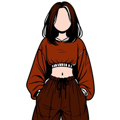 realistic girl faceless with baggy pants and a crop top