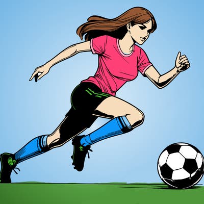 realistic woman playing soccer