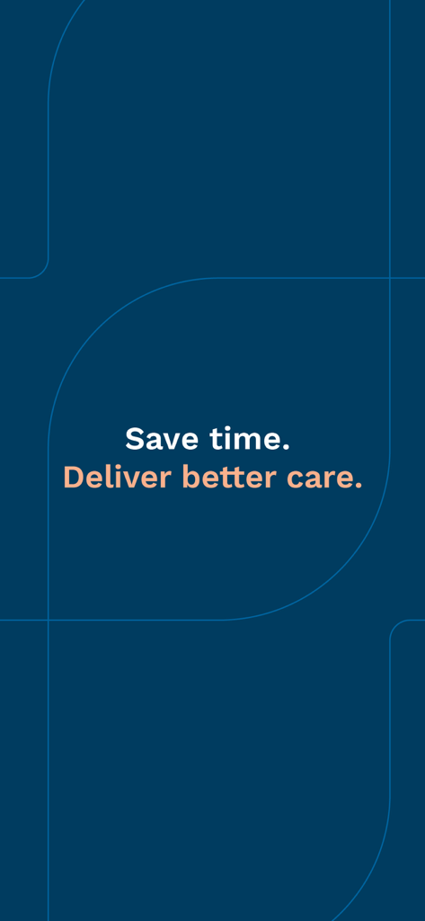 RXNT - RXNT app slogan Save time Deliver better care on a blue background