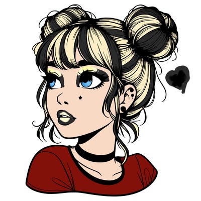 realistic girl with spacebuns