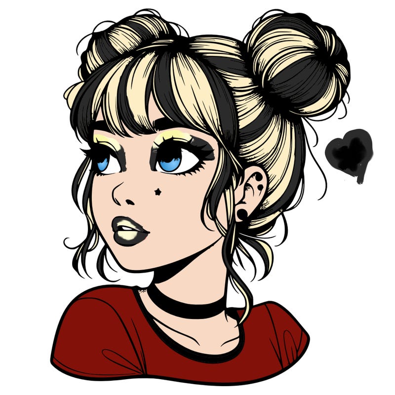 realistic girl with spacebuns
