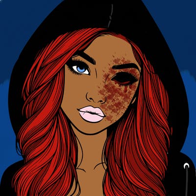 realistic beautiful girl with a hood on