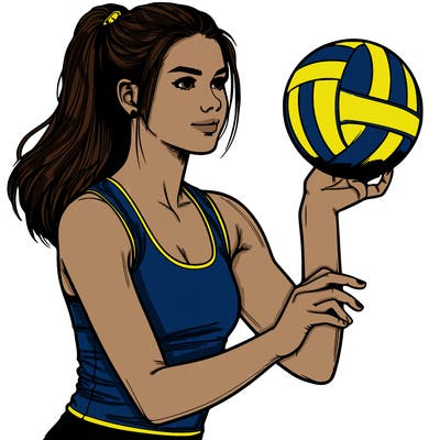 realistic teenage girl playing volleyball