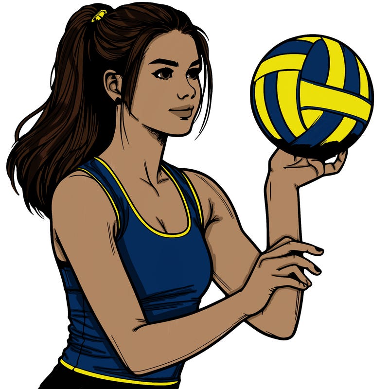 realistic teenage girl playing volleyball