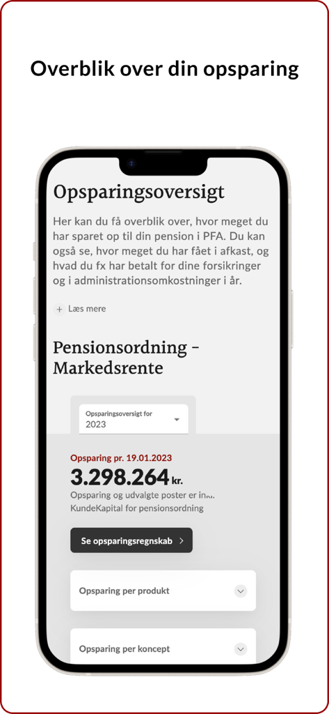 Mit PFA - Mit PFA mobile app interface showing a pension savings overview with financial balance and account options