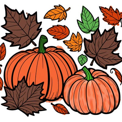 autumn (leaves, pumpkins)