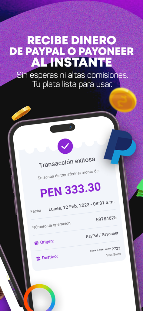 Ligo - Transferencia instantánea exitosa de PayPal o Payoneer a la app Ligo en Perú