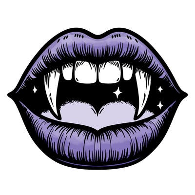 lips with vampire teeth