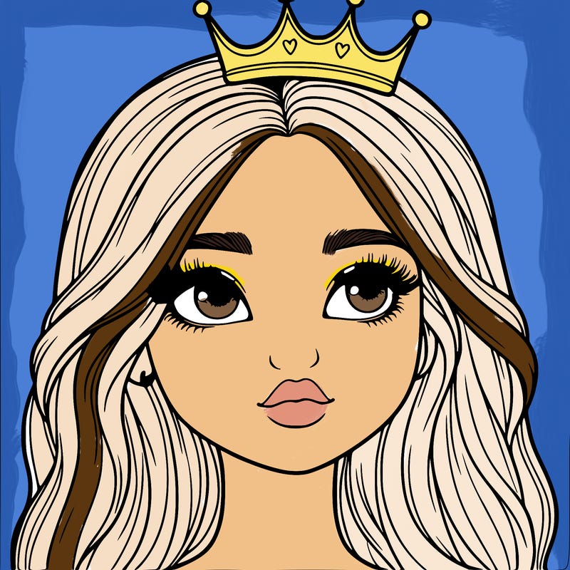 a realistic girl with a crown on