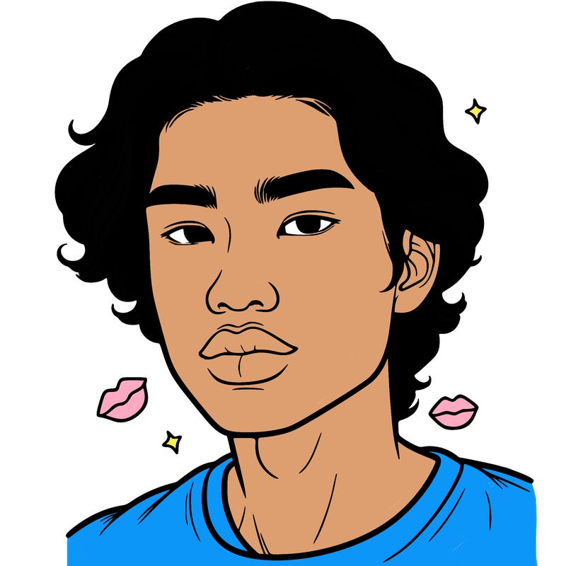 asian guy with wavy hair and full lips