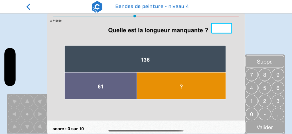 calcul@TICE - A French mental math exercise showing a bar model problem to find a missing length