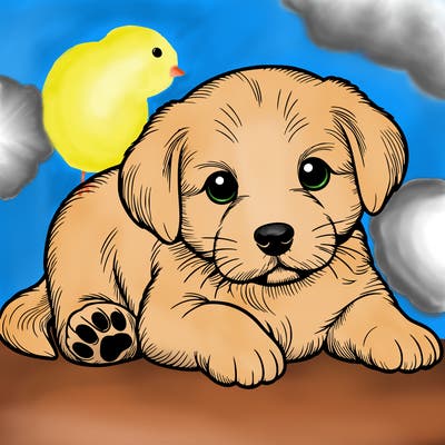 a cute realistic puppy