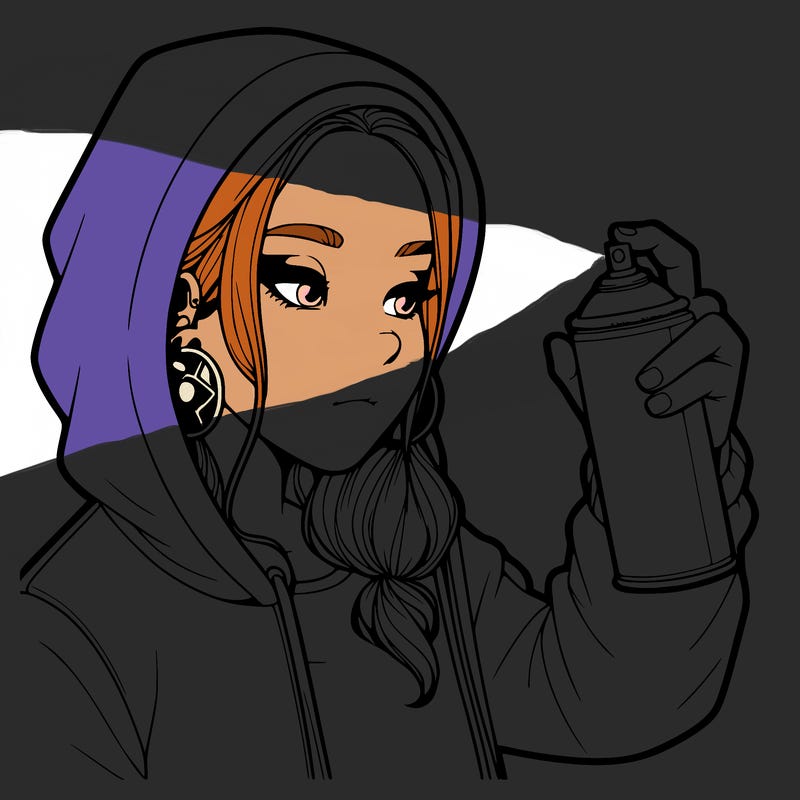 a realistic girl, spray painting