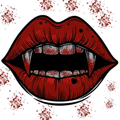 lips with vampire teeth